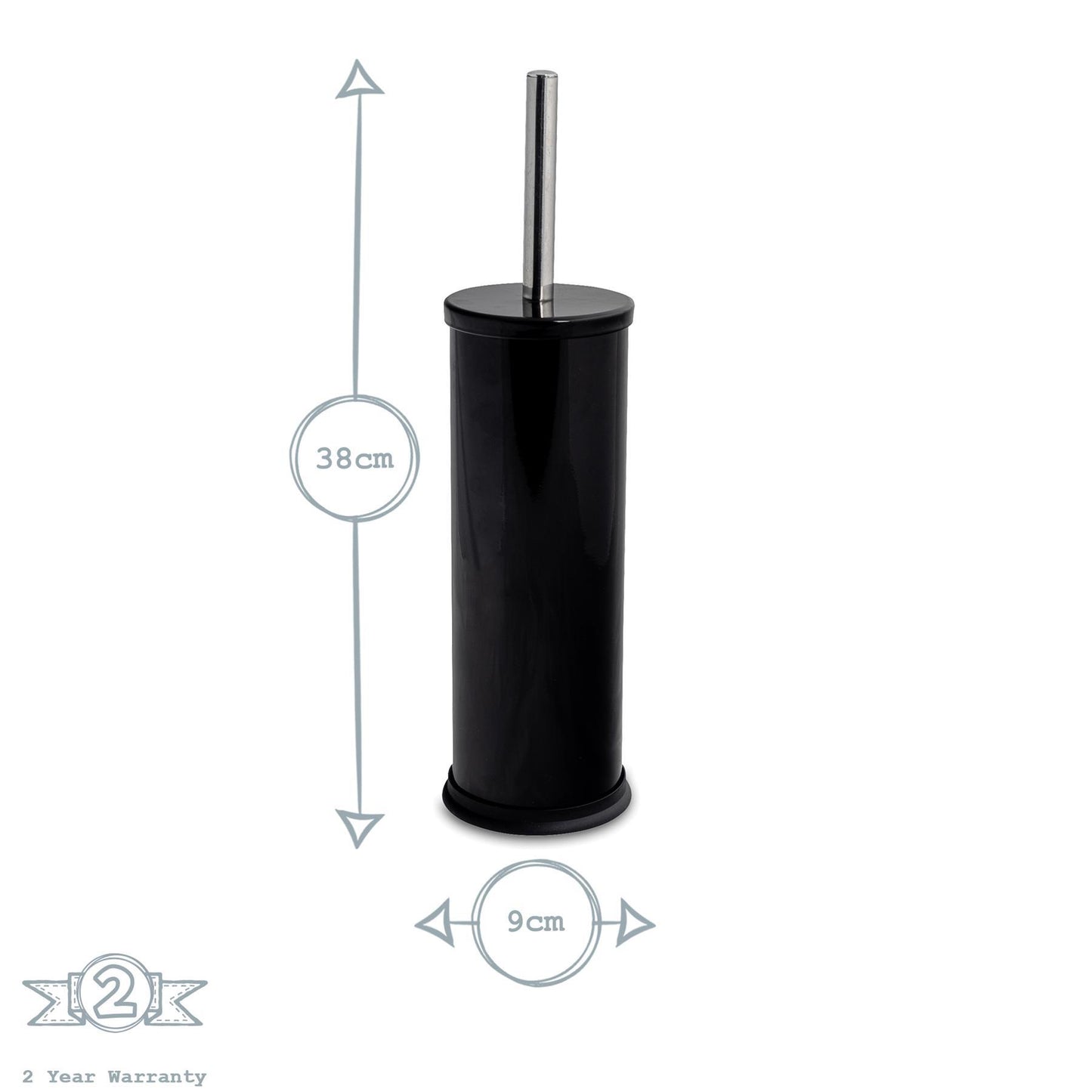 Black Round Toilet Brush & Square Bin Set