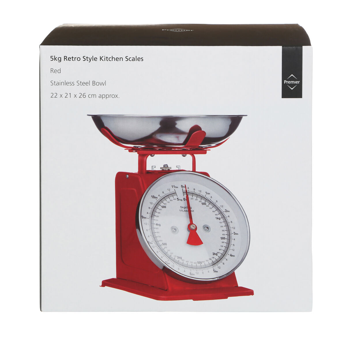 Olivier 5Kg Red Retro Kitchen Scale