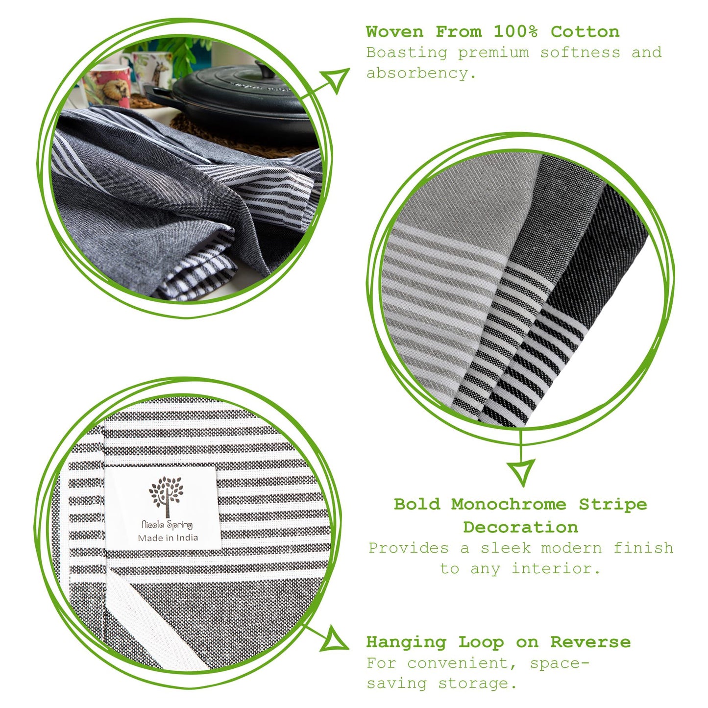 Pinstripe 70cm x 50cm Cotton Tea Towel