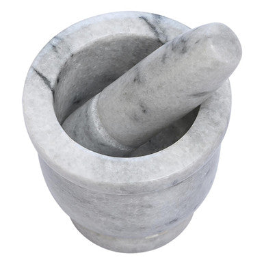Salerno White Marble Large Mortar and Pestle