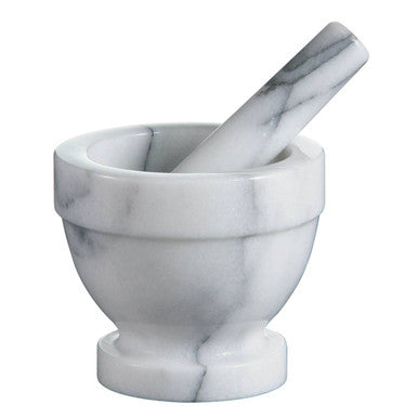 Salerno White Marble Large Mortar and Pestle