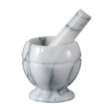 Salerno White Marble Small Mortar and Pestle Set
