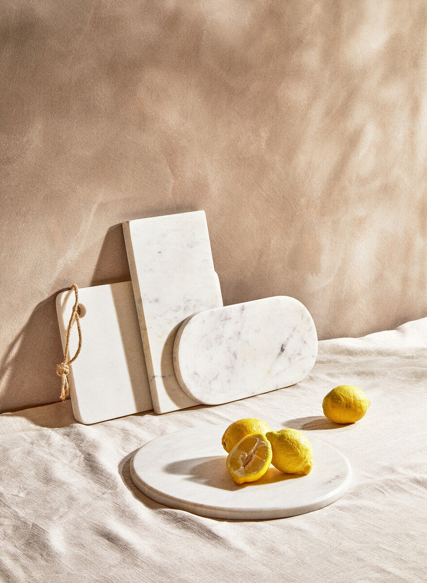 Salerno White Marble Rectangular Chopping or Serving Board