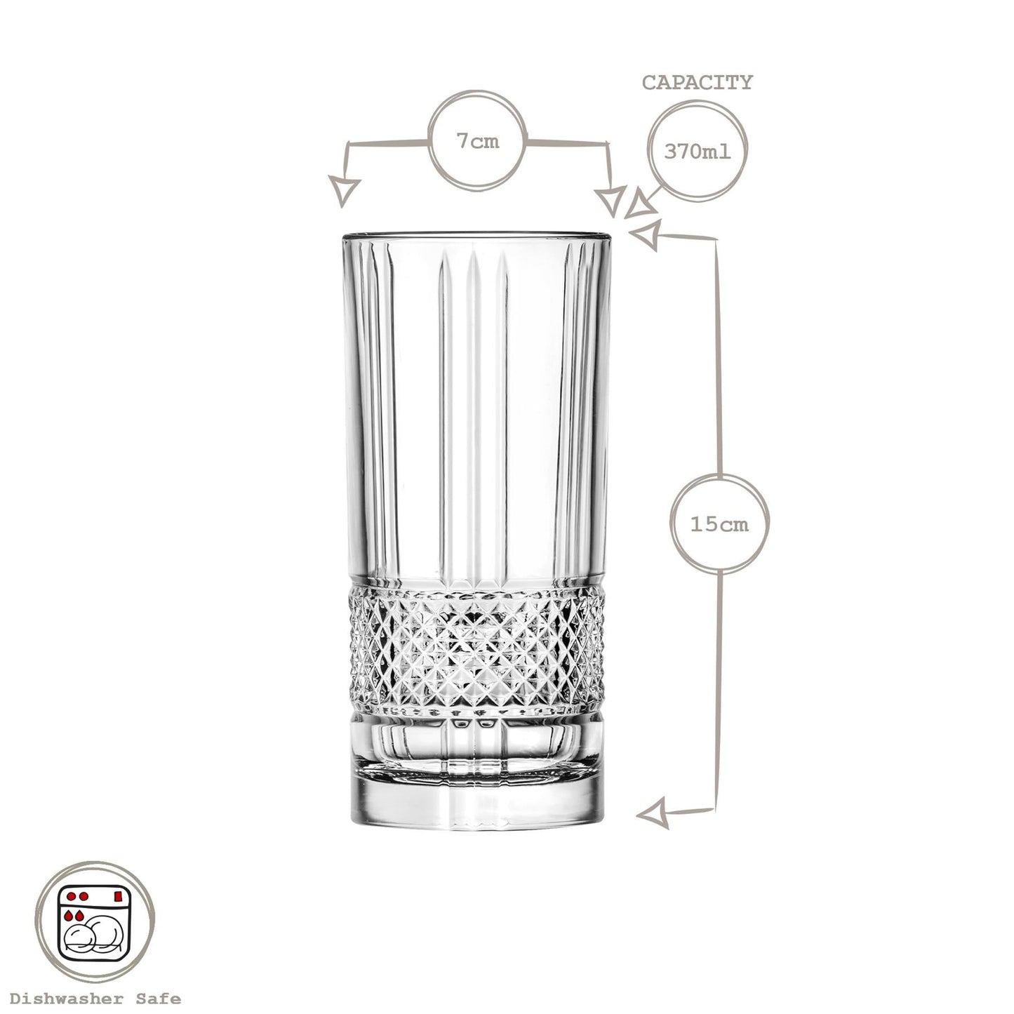 370ml Crystal Highball Glasses - Pack of 6