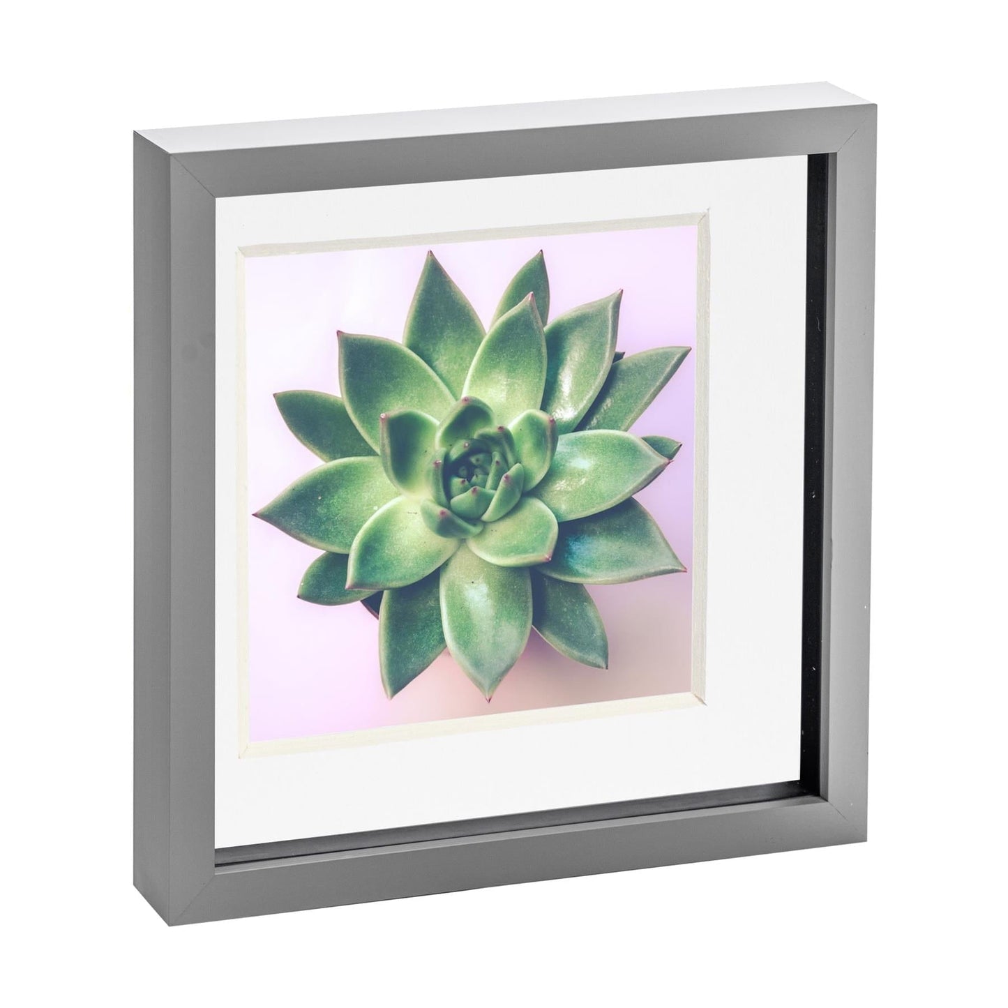 10" x 10" Grey 3D Box Photo Frame - with 8" x 8" Mount