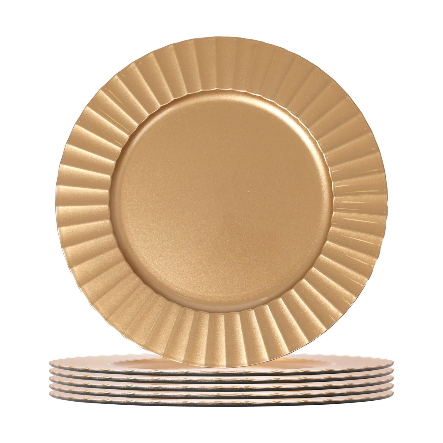 Round Fluted Charger Plates - 33cm - Pack of 6