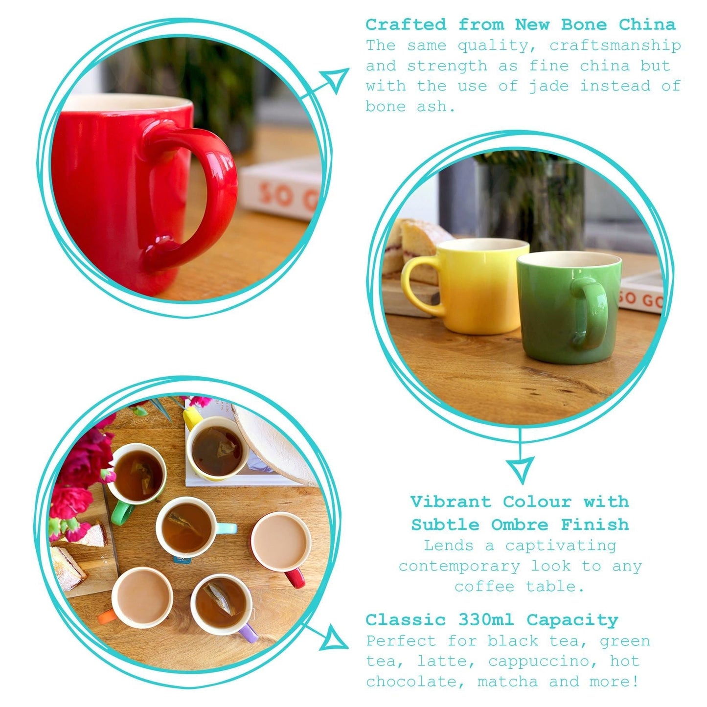 330ml Green New Bone China Ombre Mug