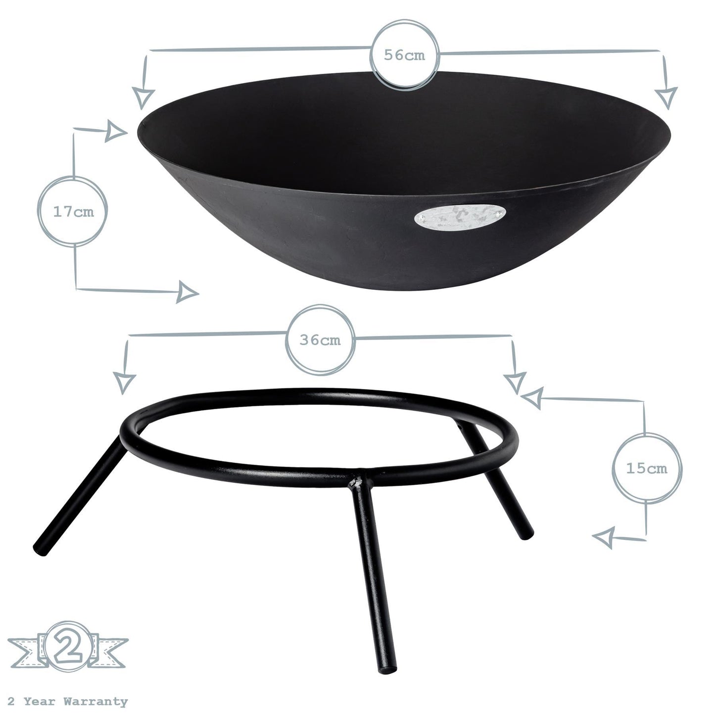 56cm Steel Garden Fire Pit
