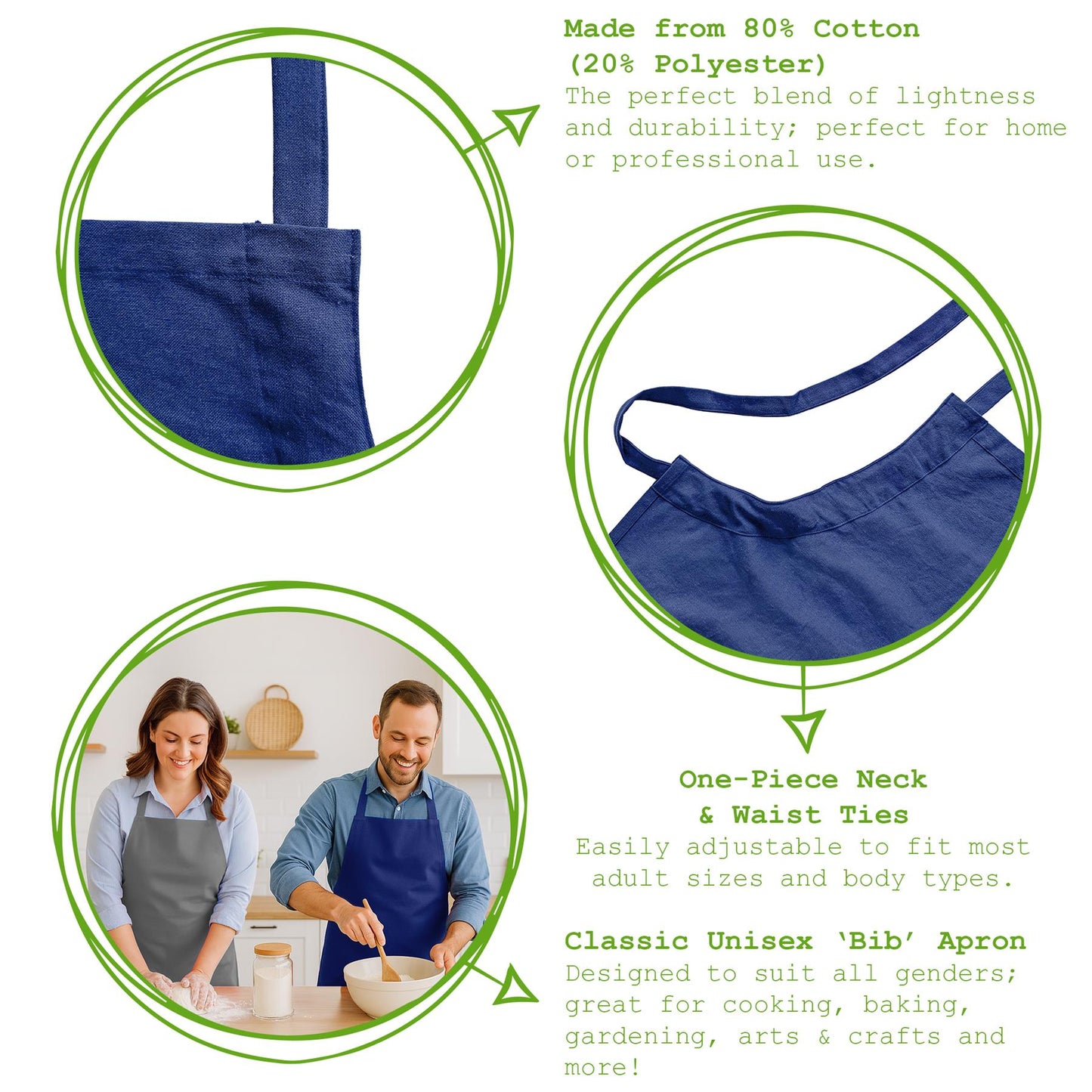 Cotton Kitchen Bib Apron - One Size