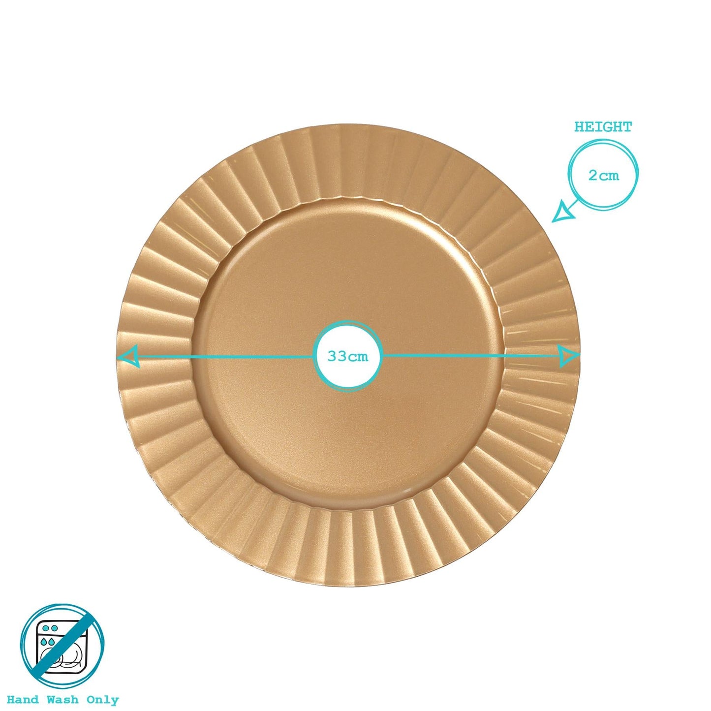 Round Fluted Charger Plates - 33cm - Pack of 6