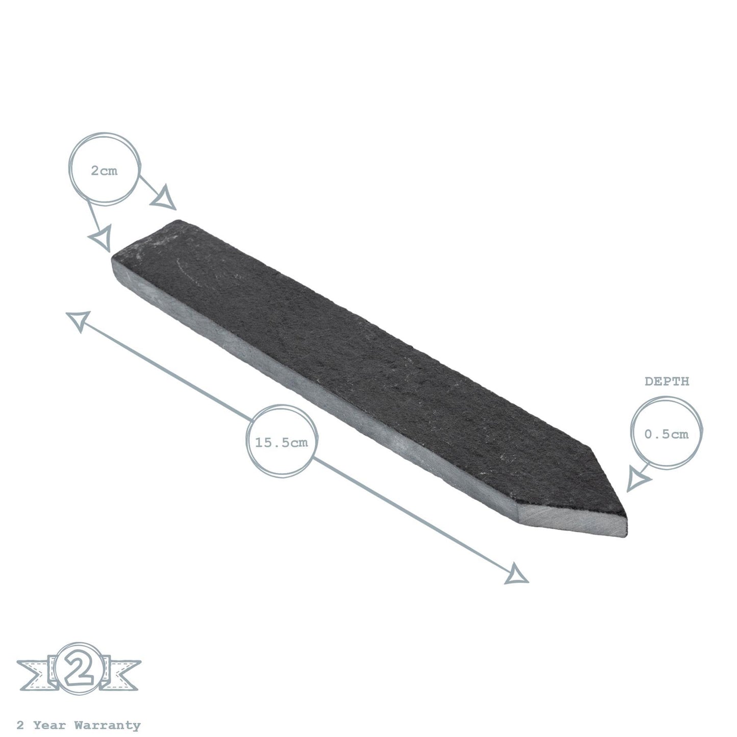 2cm x 15.5cm Slate Plant Markers - Pack of Six