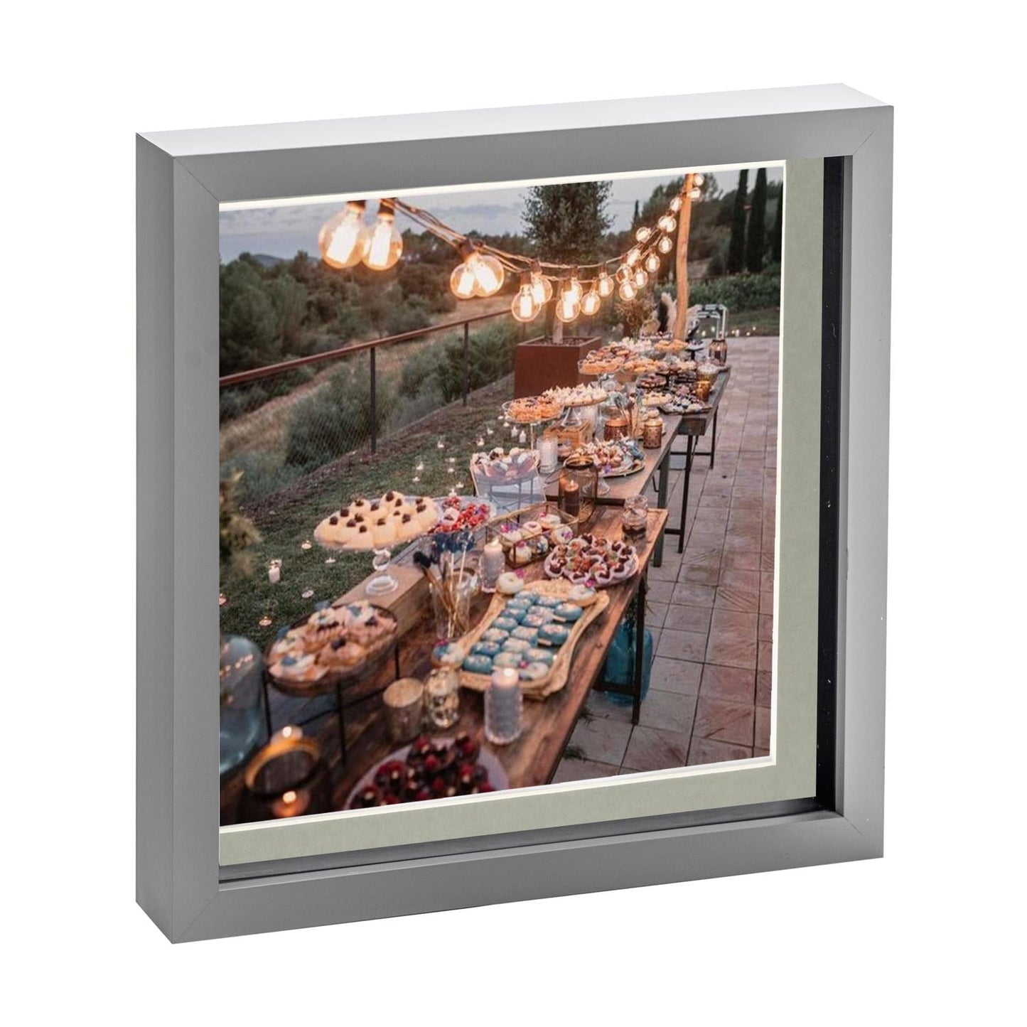 10" x 10" Grey 3D Box Photo Frame - with 8" x 8" Mount