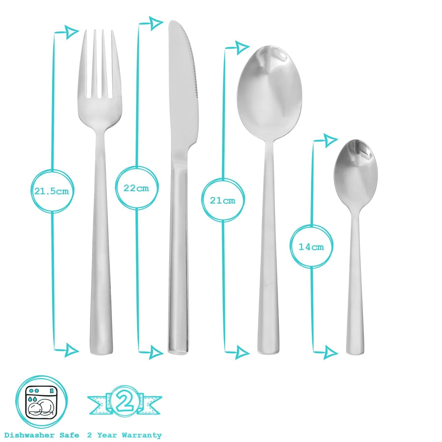 24pc Stainless Steel Cutlery Set - Pack of 6