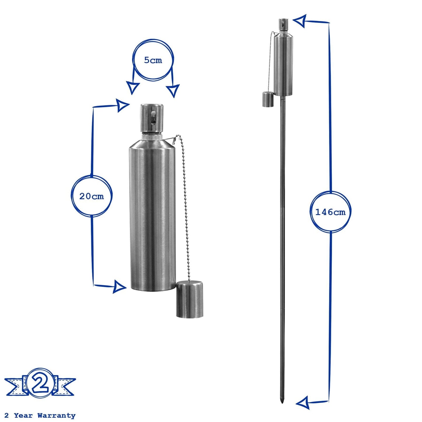 1.46m Metal Round Garden Fire Torches - Pack of 2