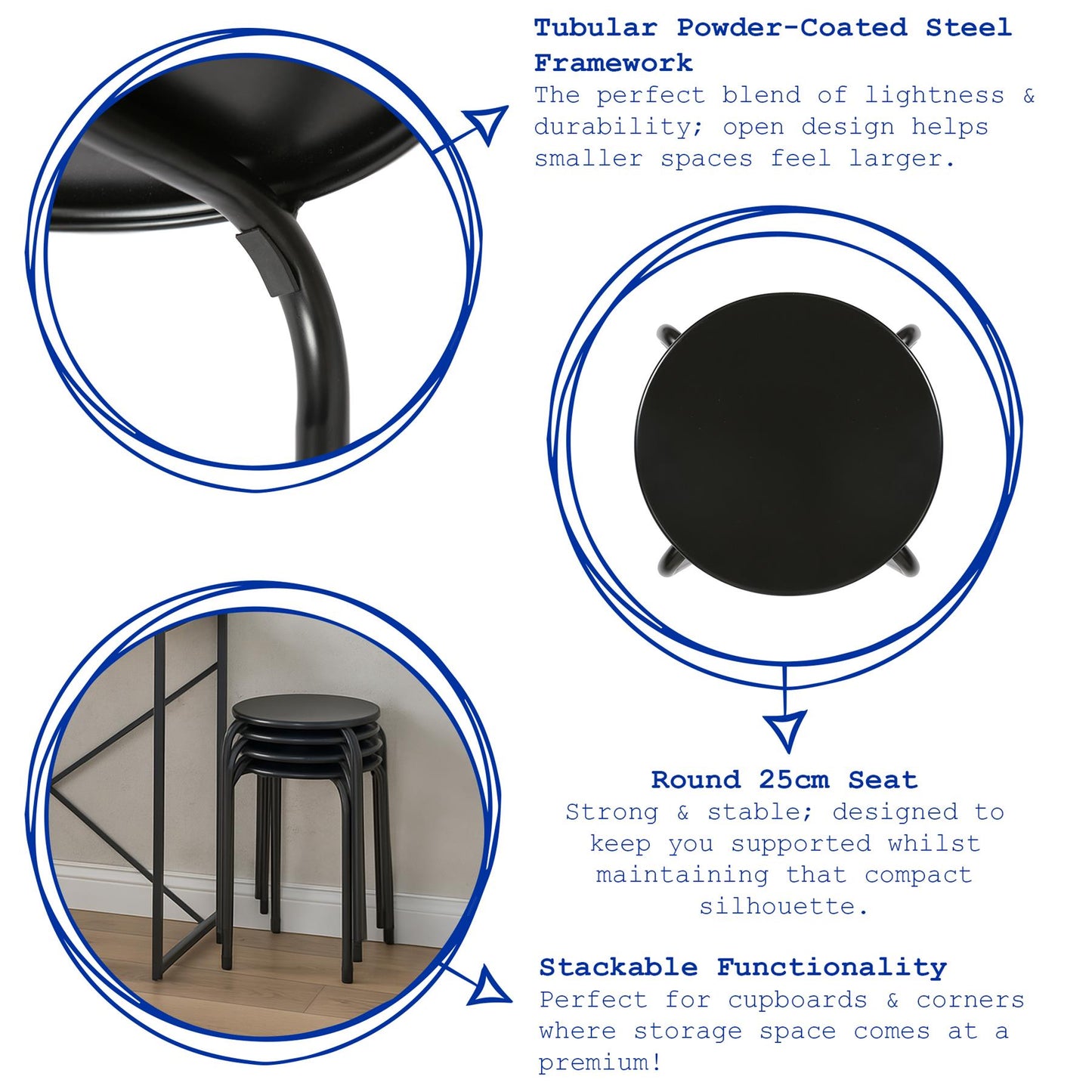 Metal Stacking Stools - Pack of 6