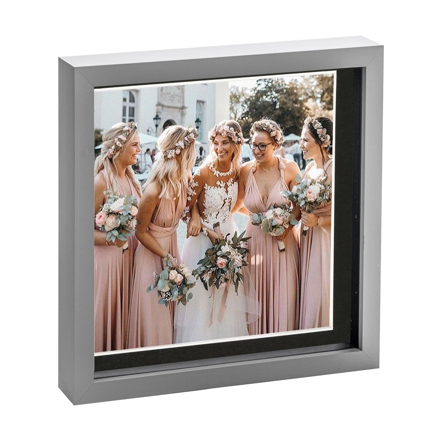 10" x 10" Grey 3D Box Photo Frame - with 8" x 8" Mount
