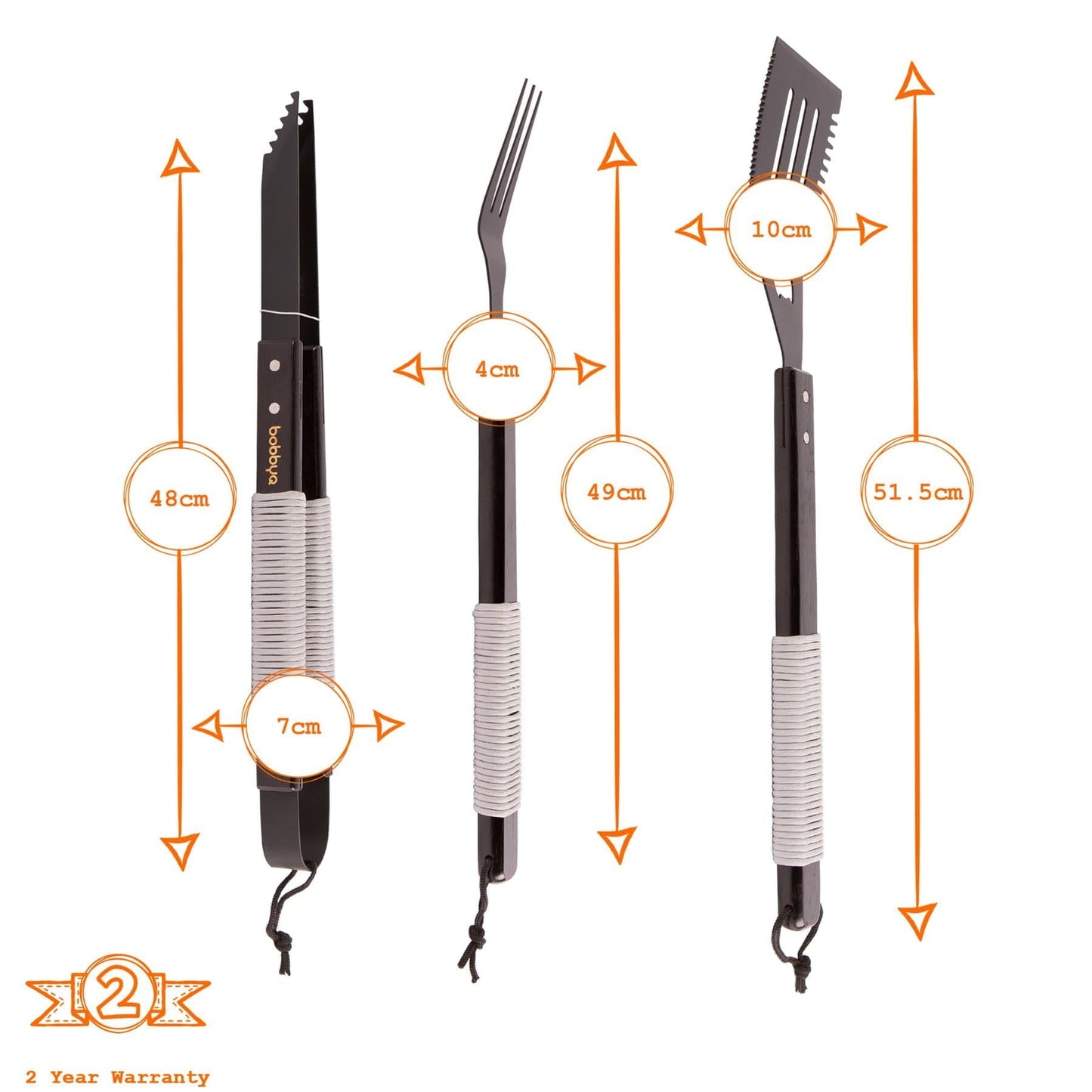 3pc Wooden BBQ Tool Set