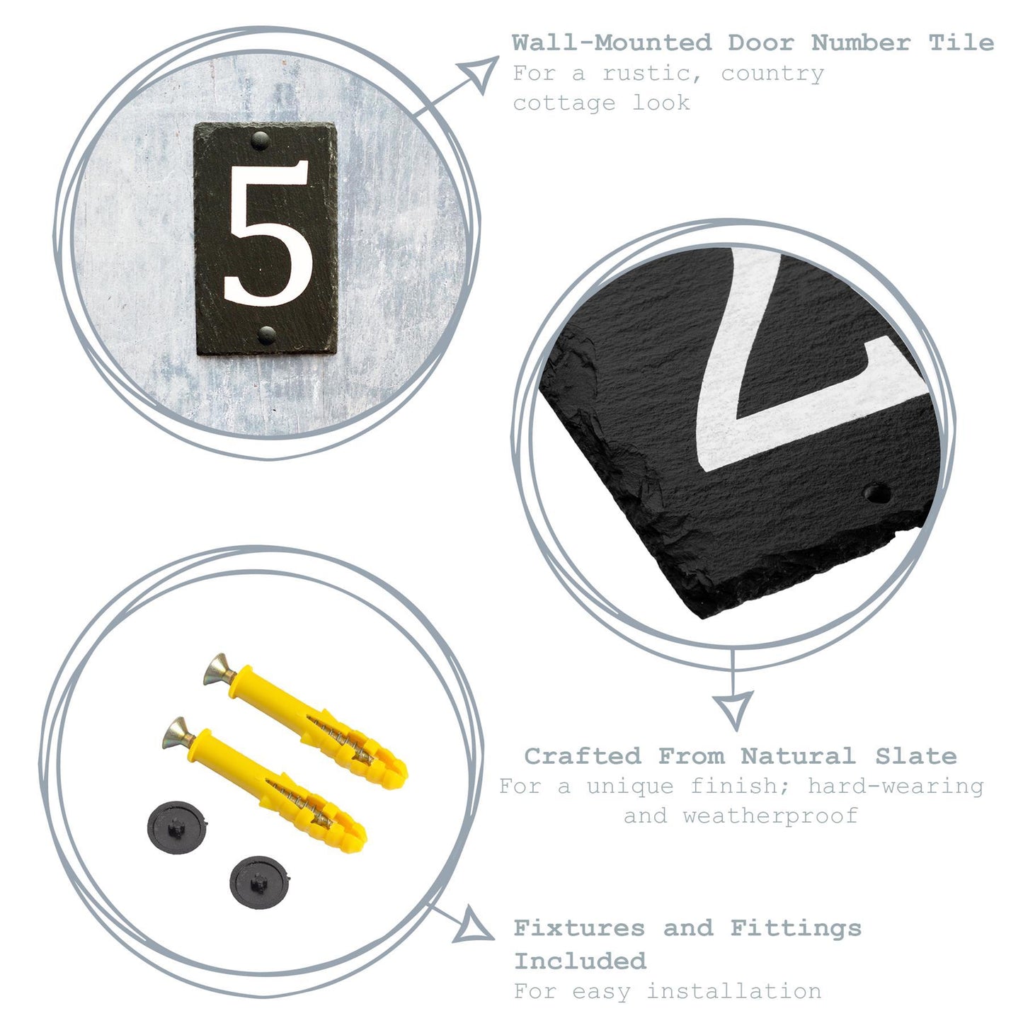 Number 5 Slate House Sign