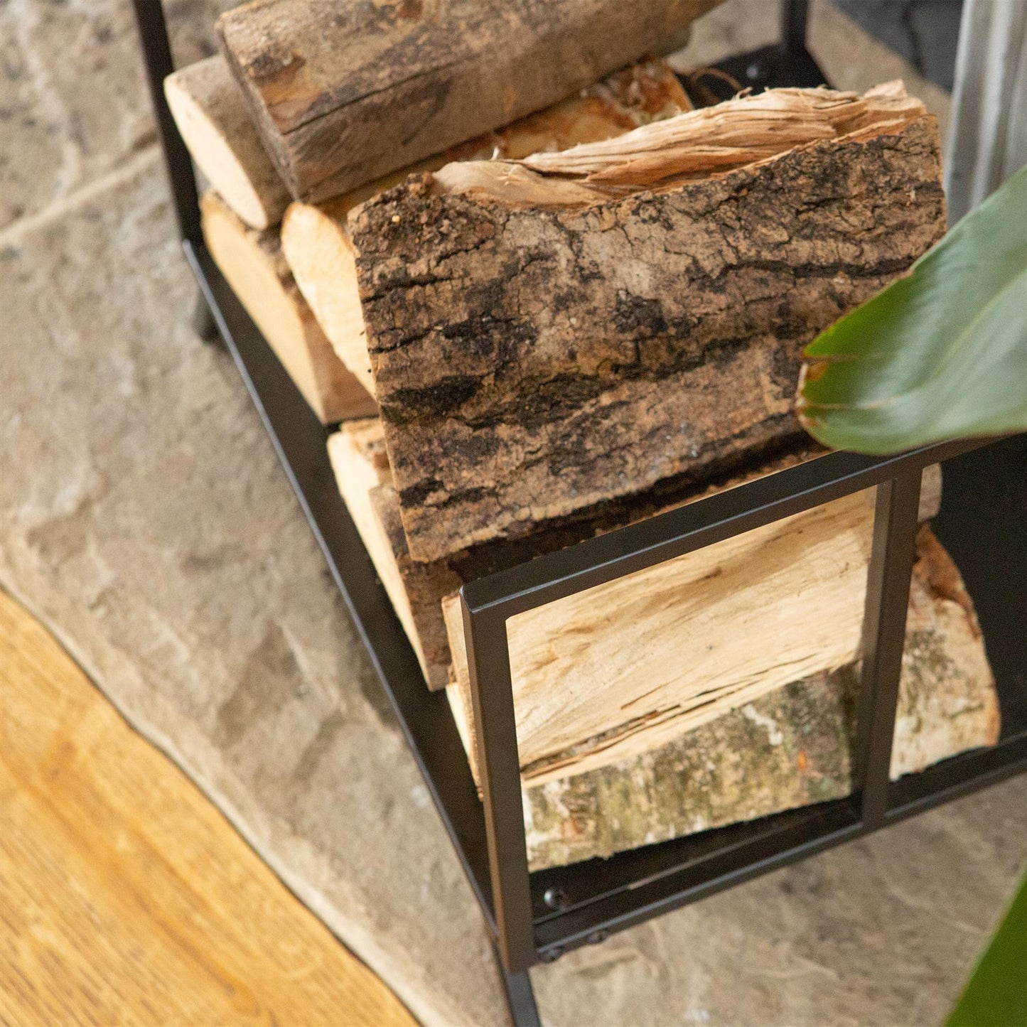 Black Fireside Log Storage Rack