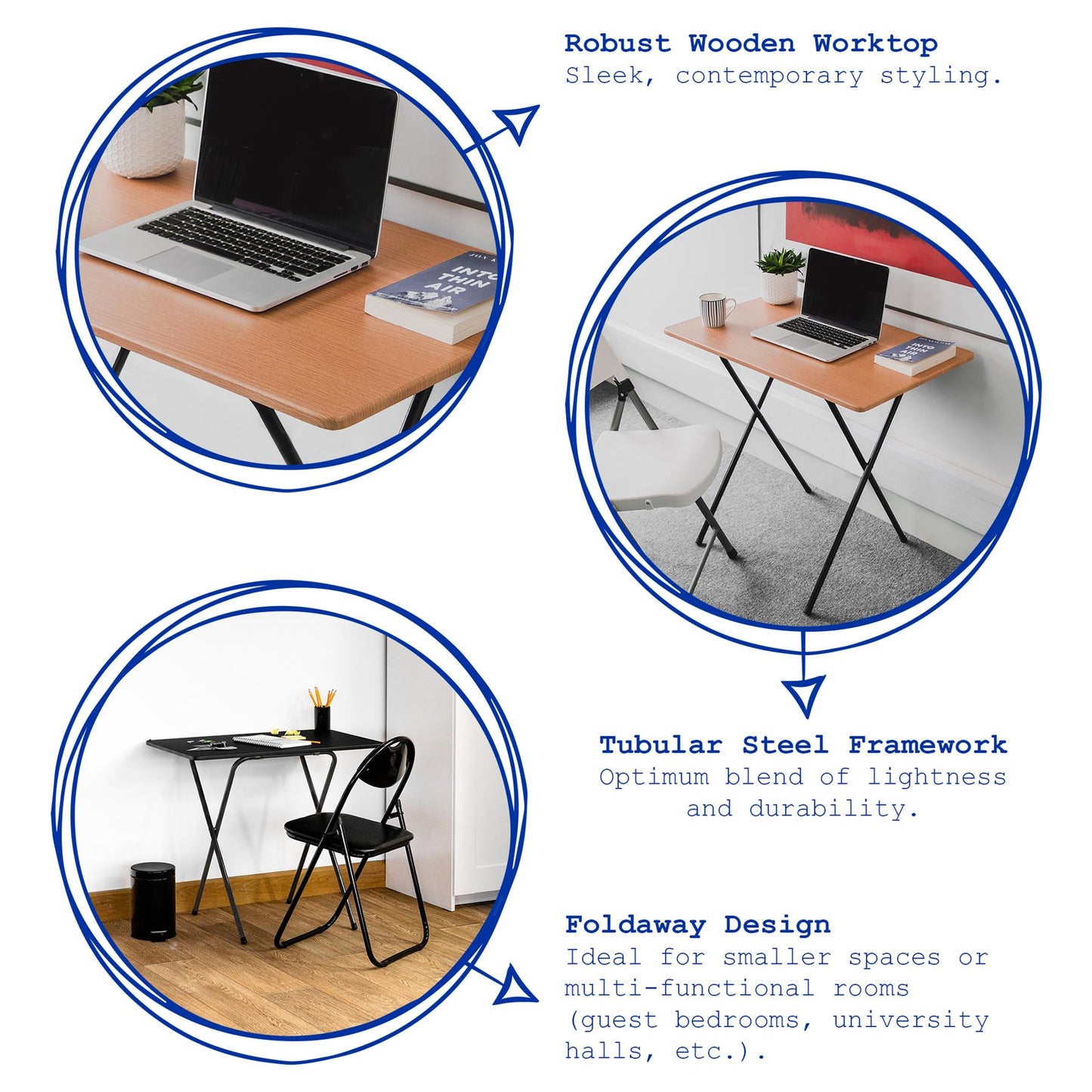 Folding Wooden Desk & Chair Set
