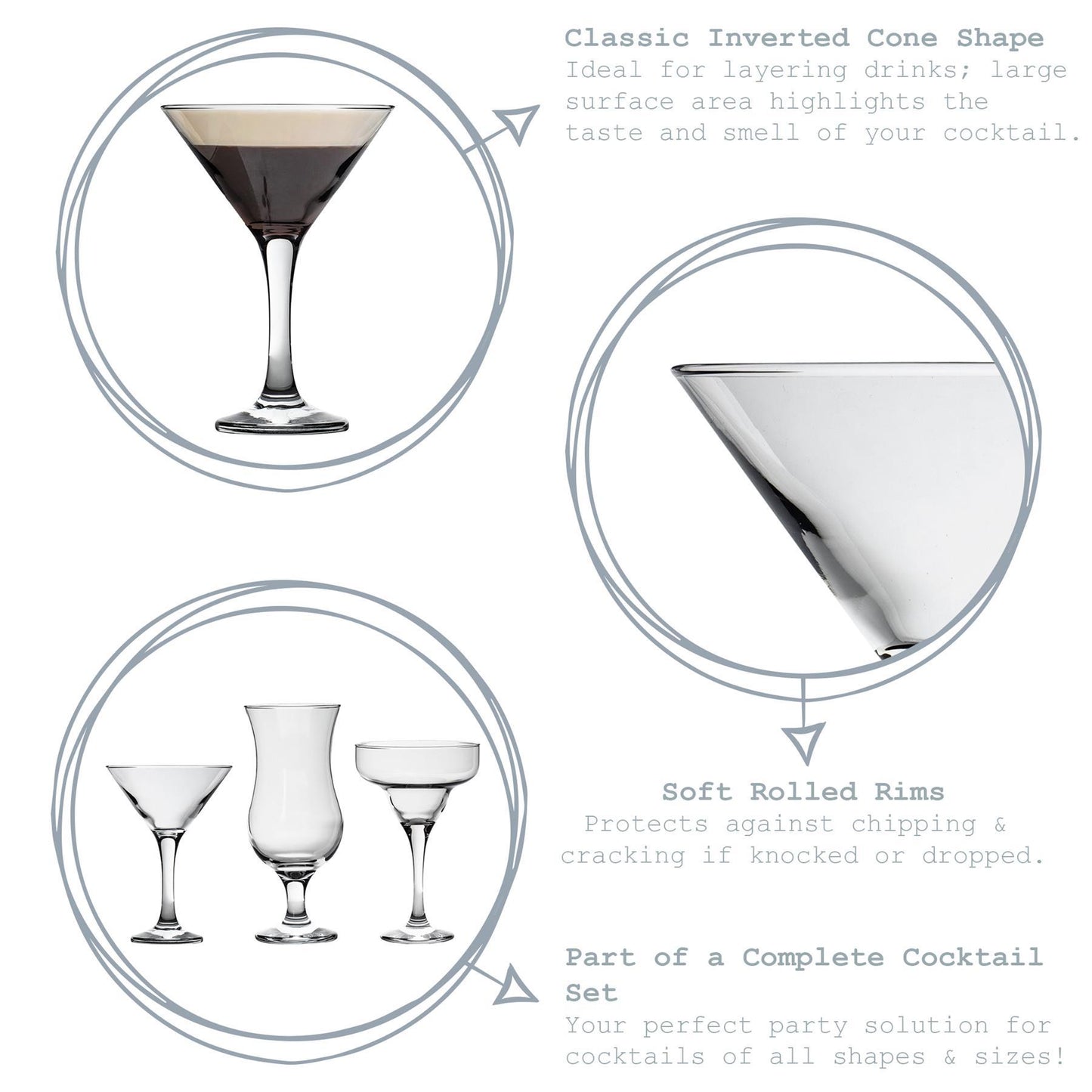 175ml Martini Glasses - Pack of Six