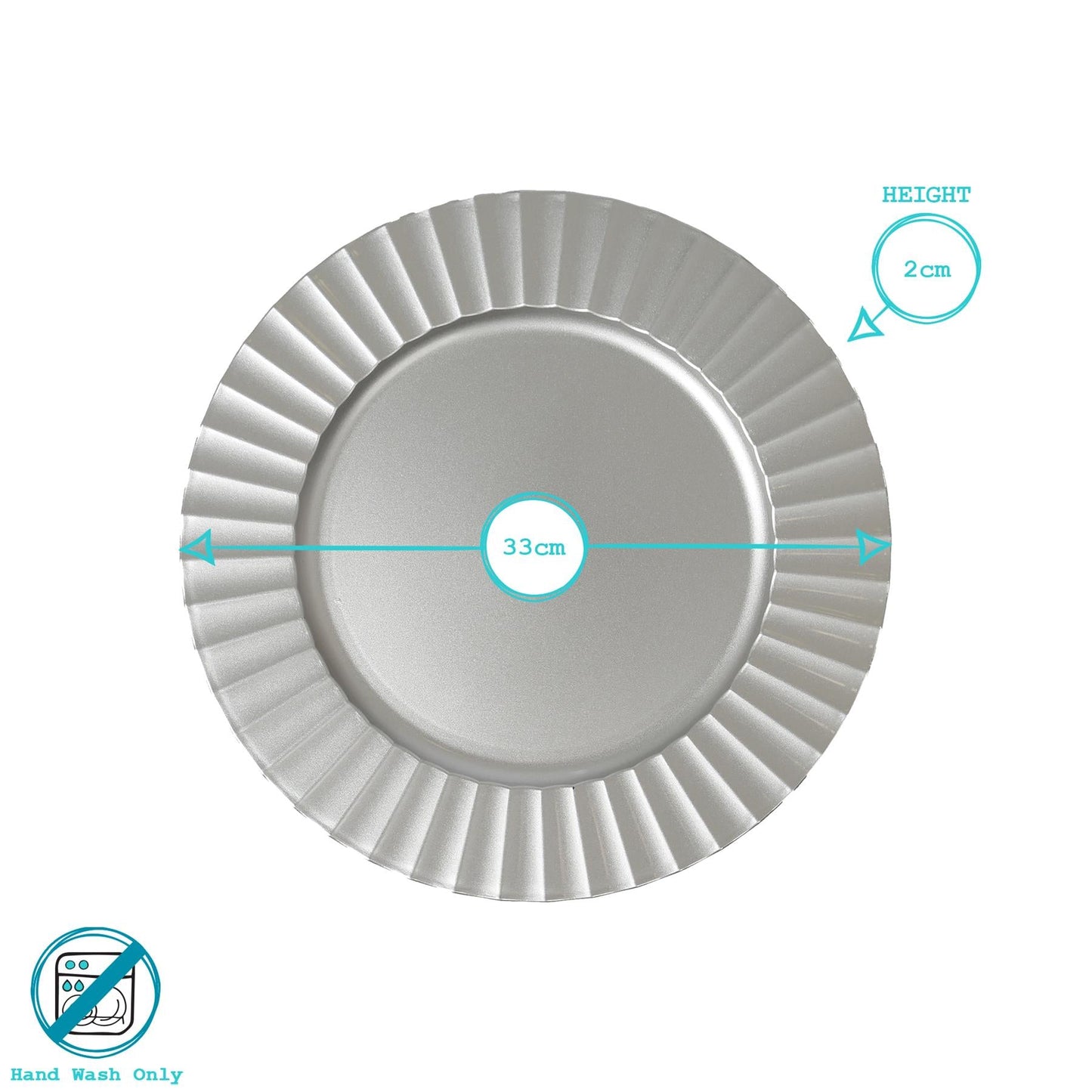 Round Fluted Charger Plates - 33cm - Pack of 6