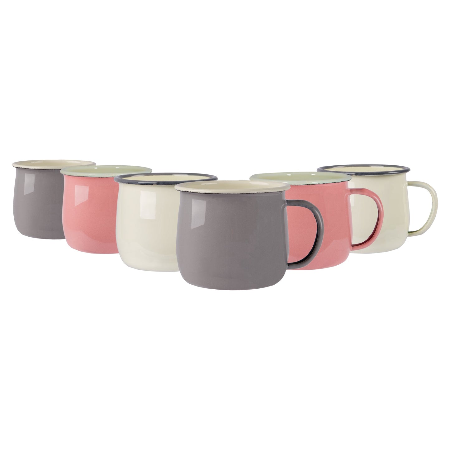 375ml Pastel Enamel Belly Mugs - Pack of Six
