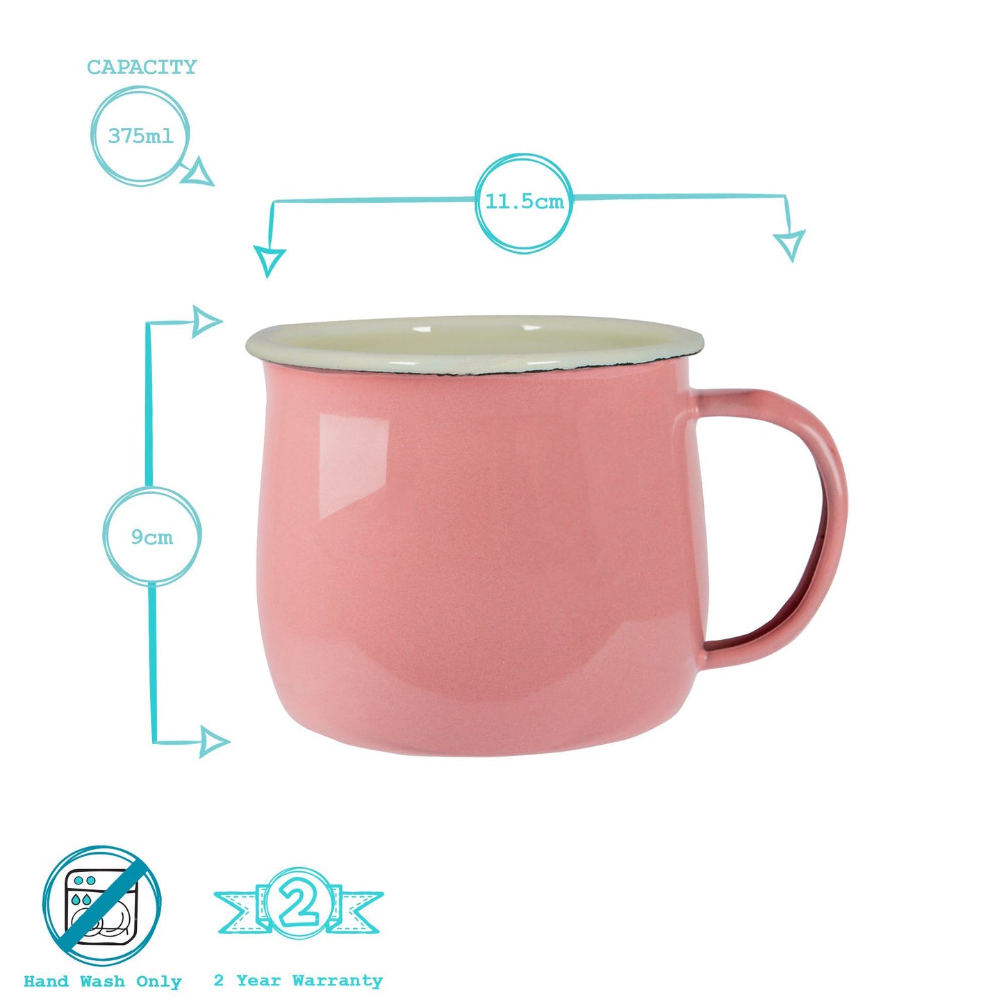 375ml Pastel Enamel Belly Mugs - Pack of Six