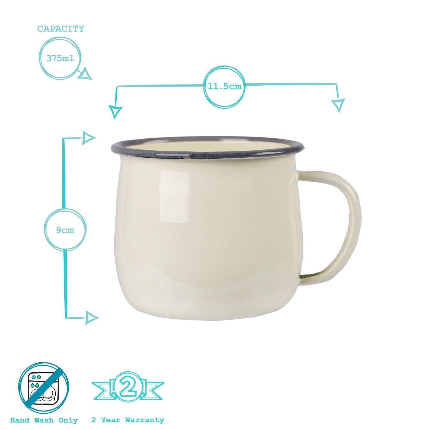375ml Pastel Enamel Belly Mugs - Pack of Six