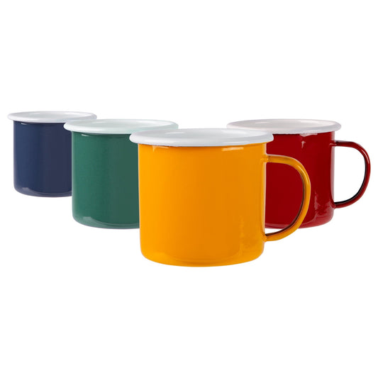375ml Coloured Enamel Mugs - 4 Colours