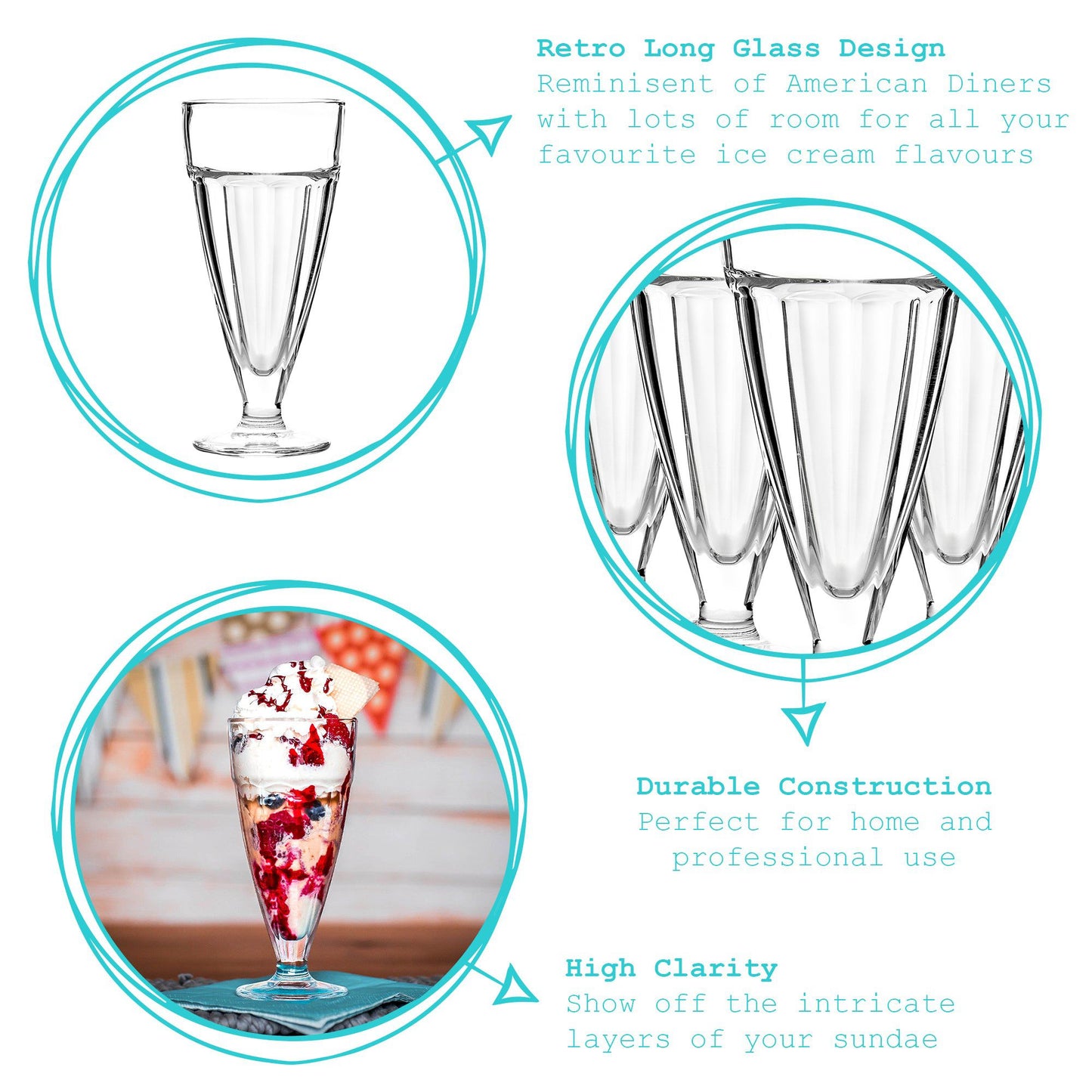 350ml Ice Cream Sundae Glasses - Pack of Four
