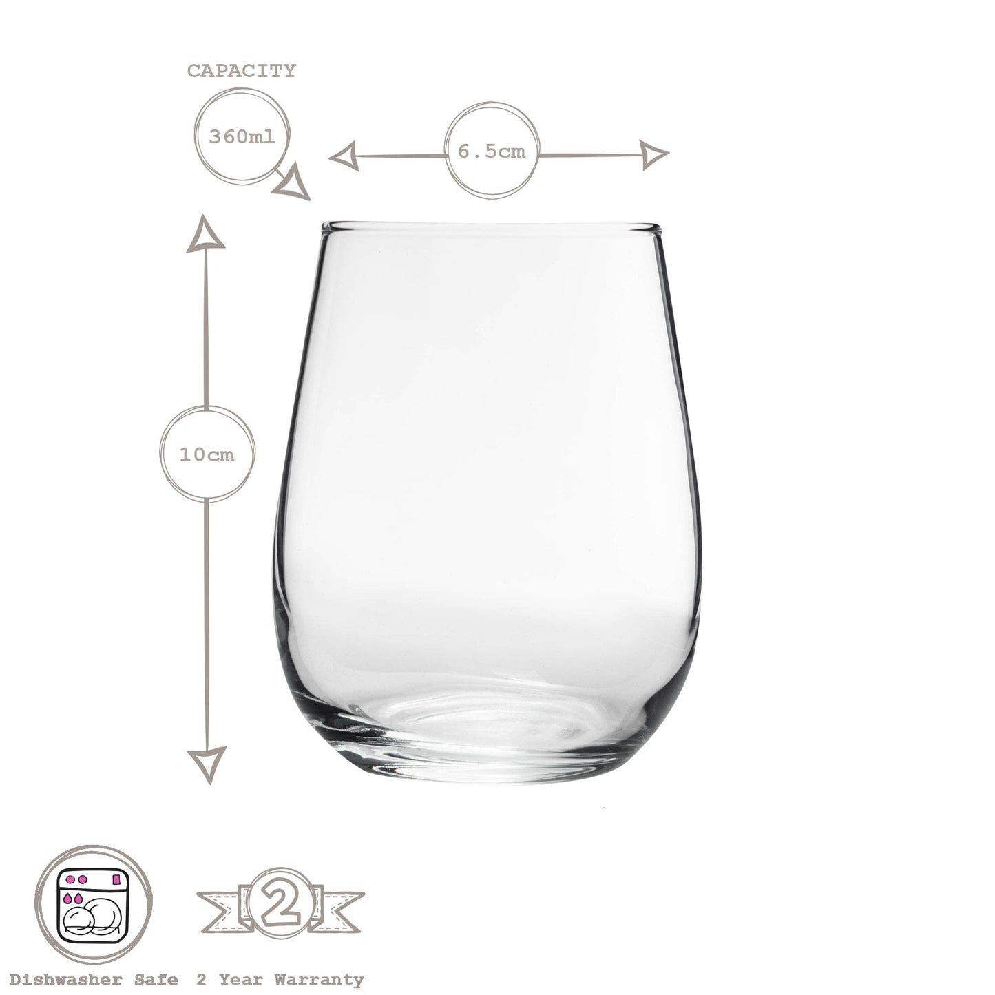 360ml Gaia Stemless Wine Glasses - Pack of Six