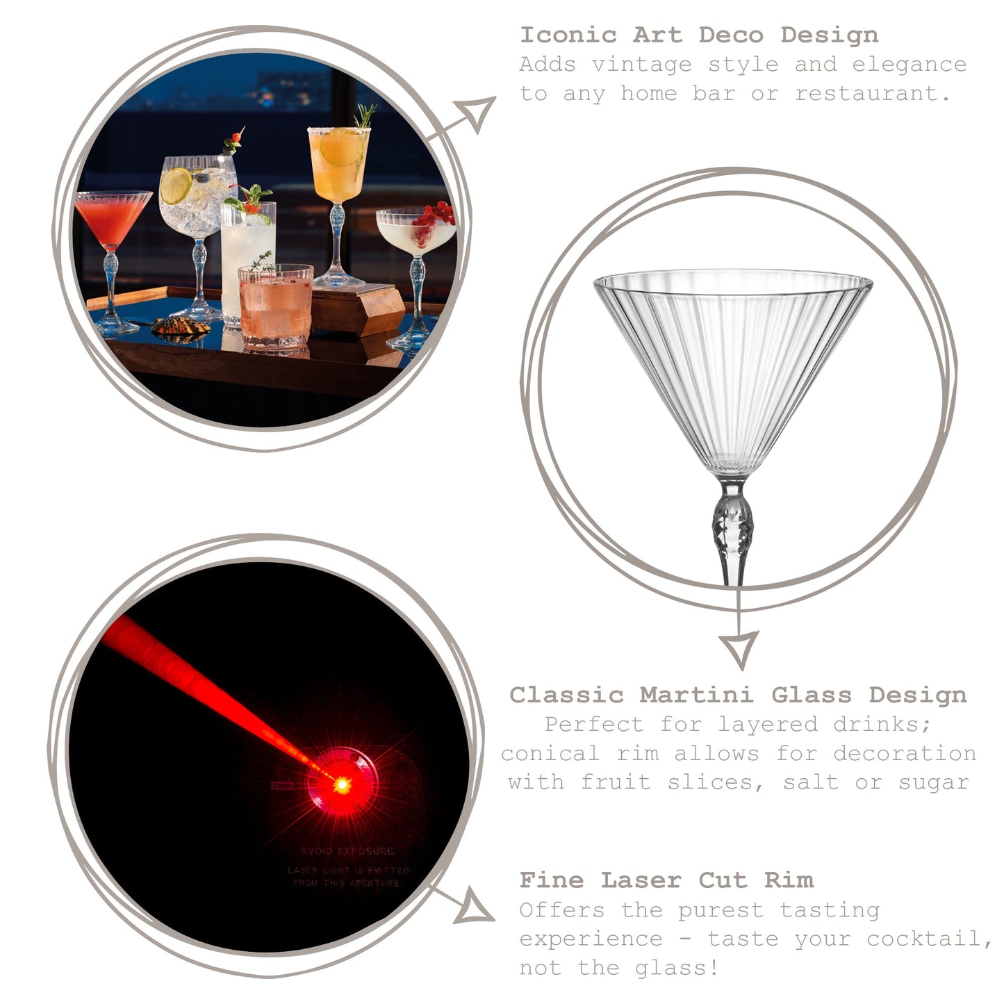 250ml America '20s Martini Glasses - Pack of Six