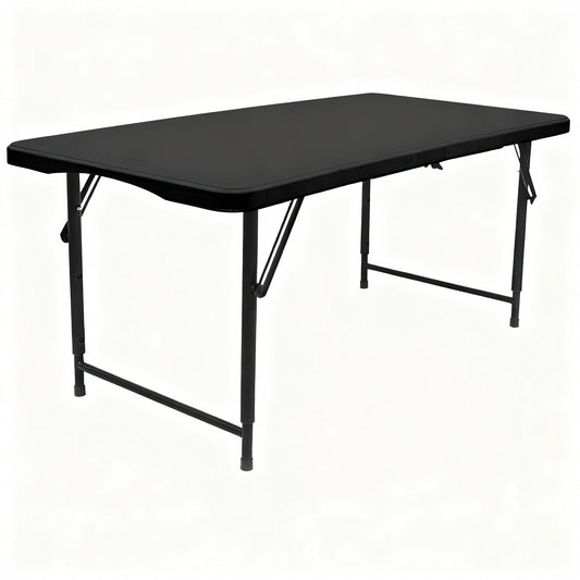 4ft (120cm) Black Height Adjustable Folding Trestle Table