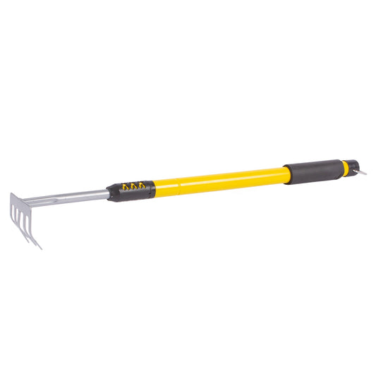 Yellow 66-96cm Carbon Steel Telescopic Garden Rake