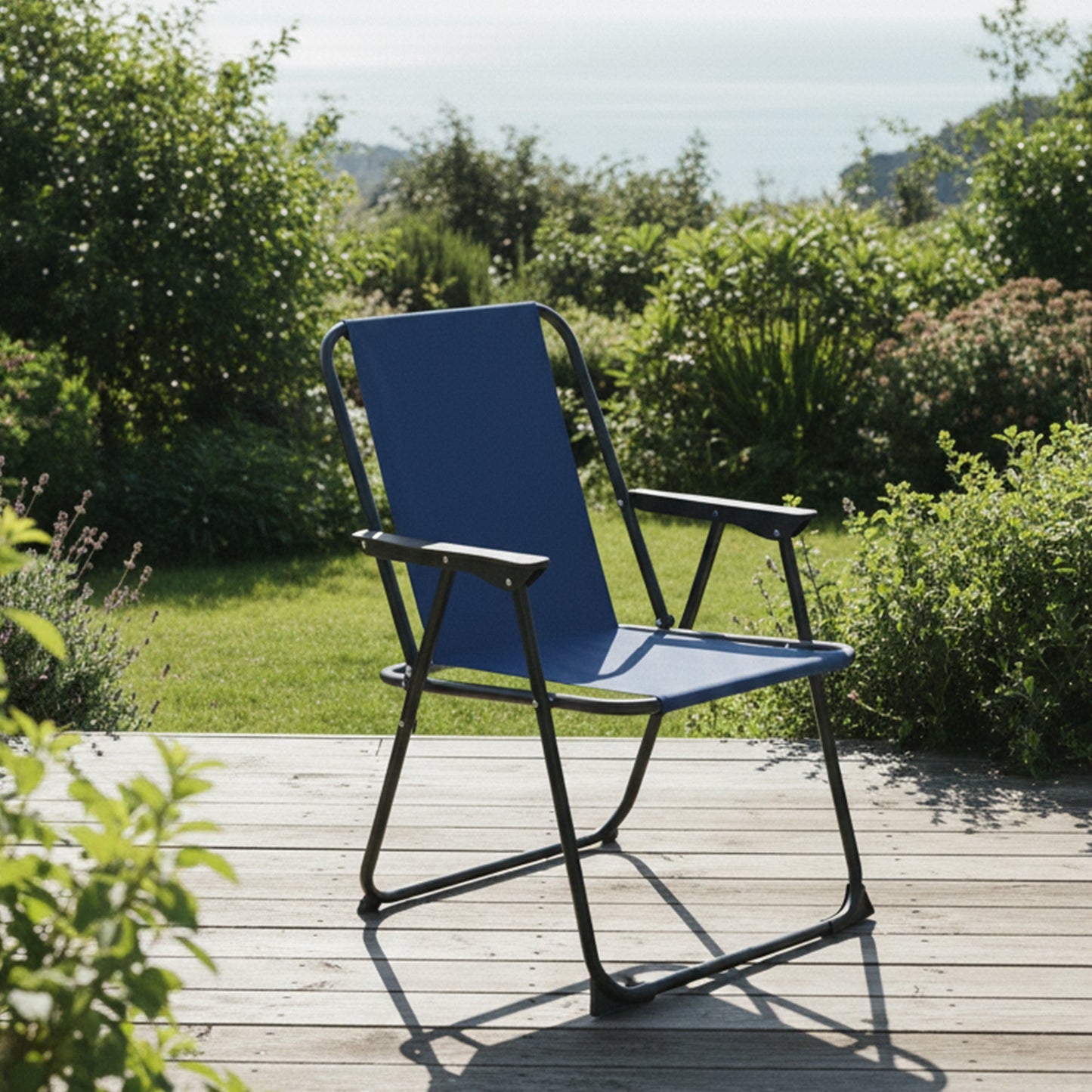 Navy Folding Metal Beach Chair