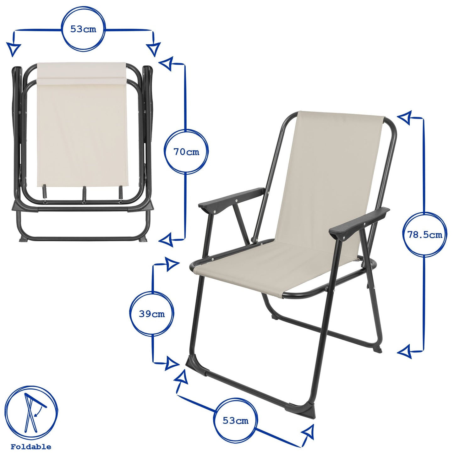 Navy Folding Metal Beach Chair