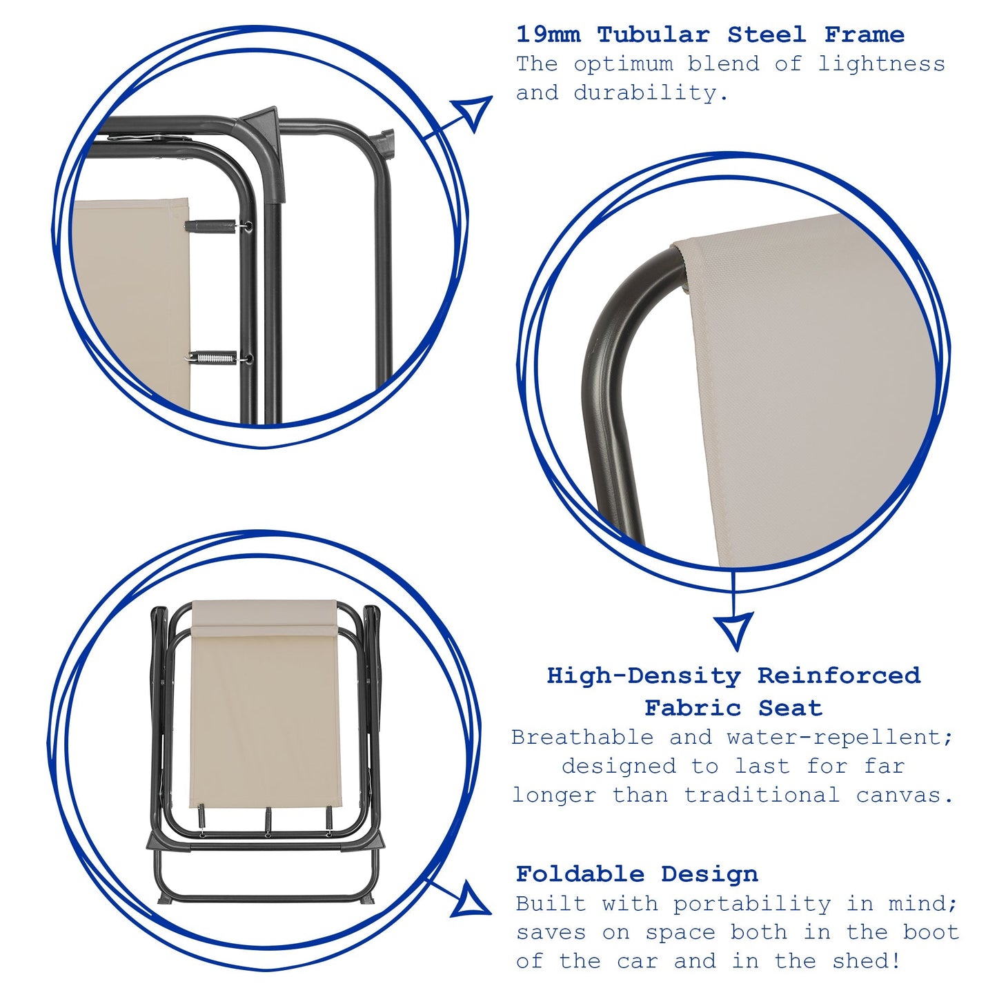 Navy Folding Metal Beach Chair