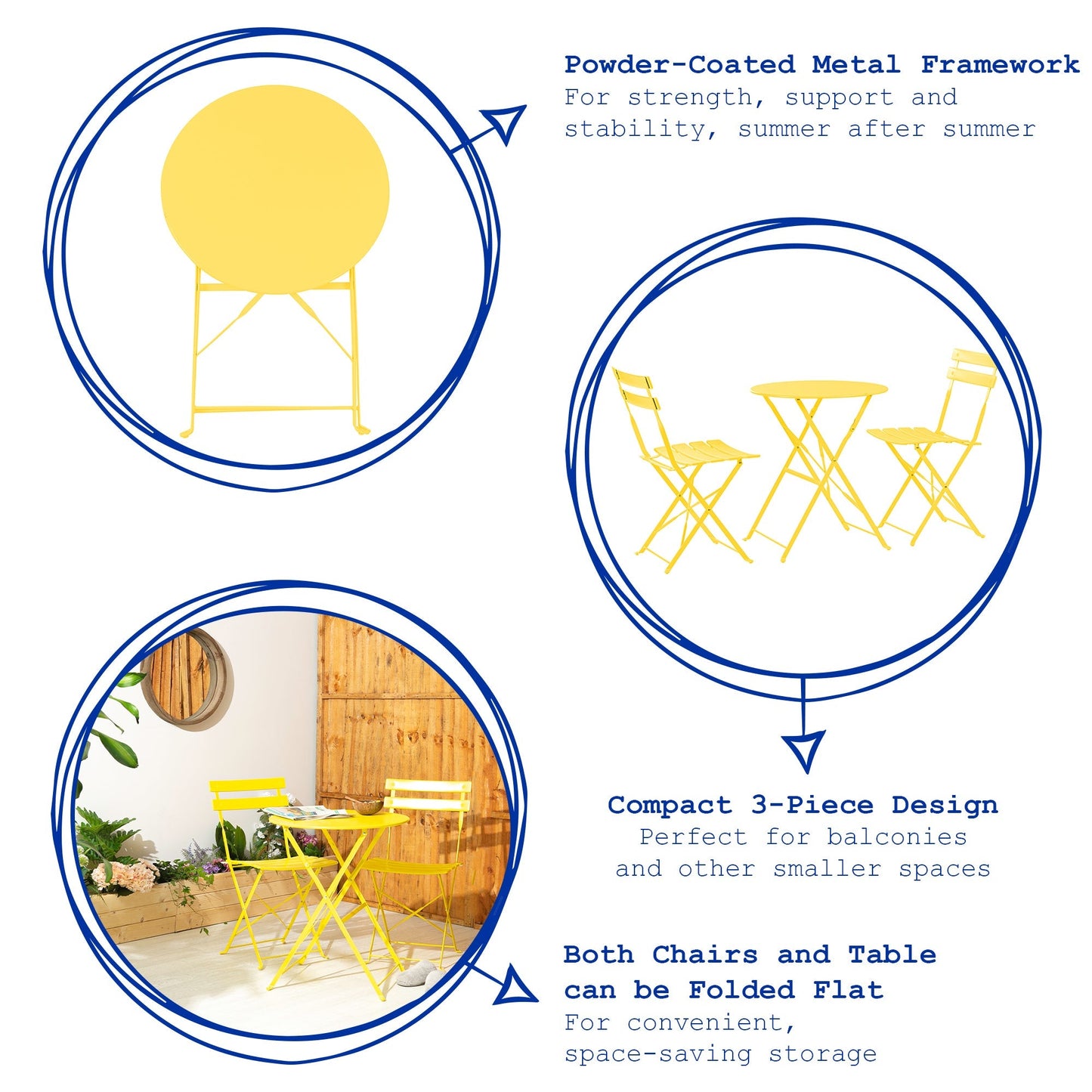 Yellow Two-Seater Round Bistro Set