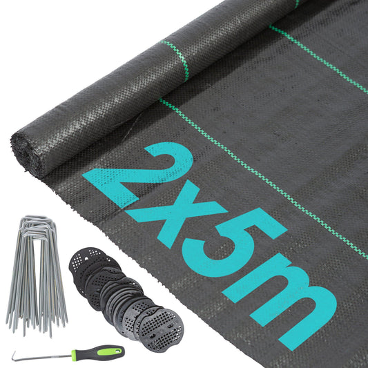 110gsm Weed Control Membrane Set with Pegs & Plates