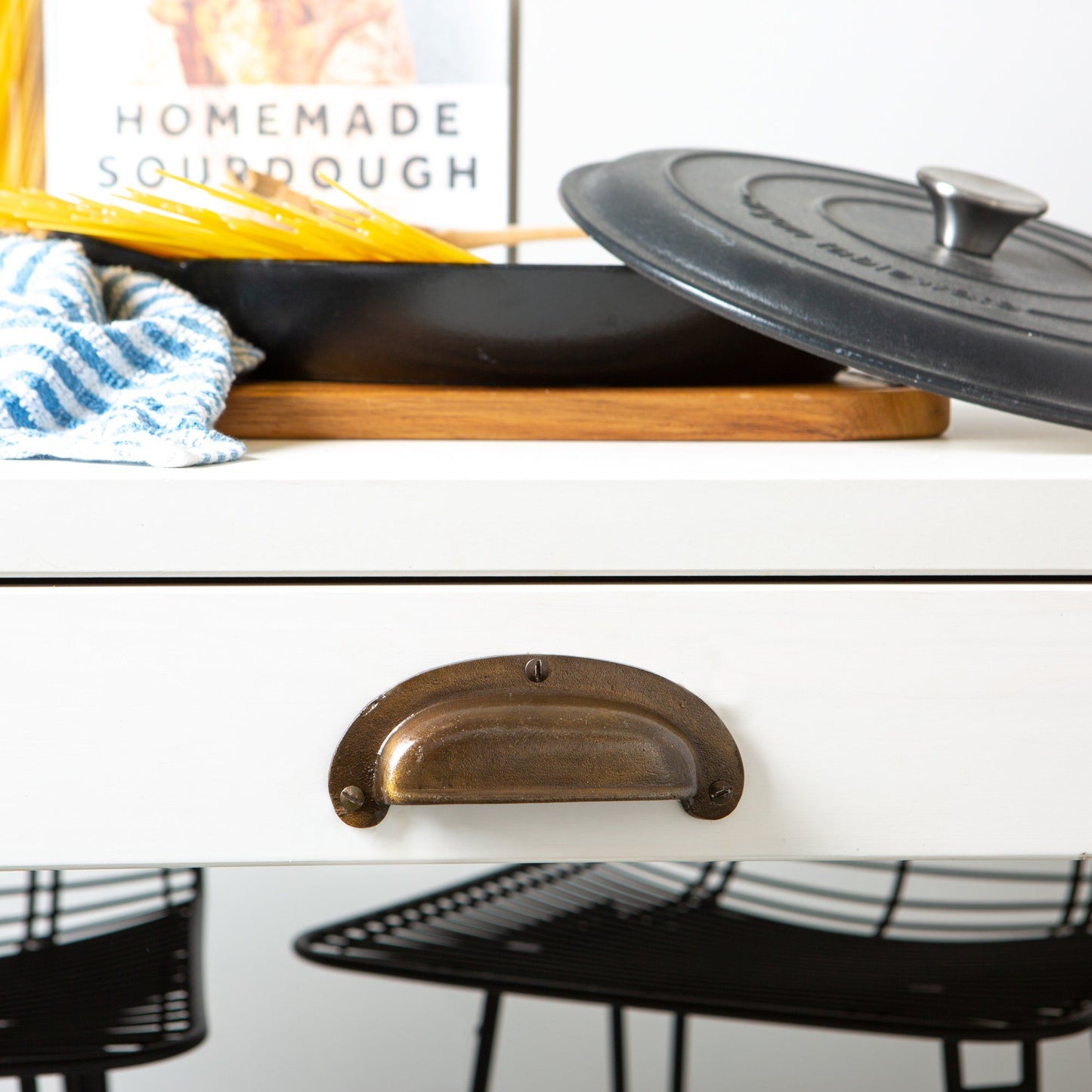 130mm x 50mm Wide Lipped Cabinet Cup Handle