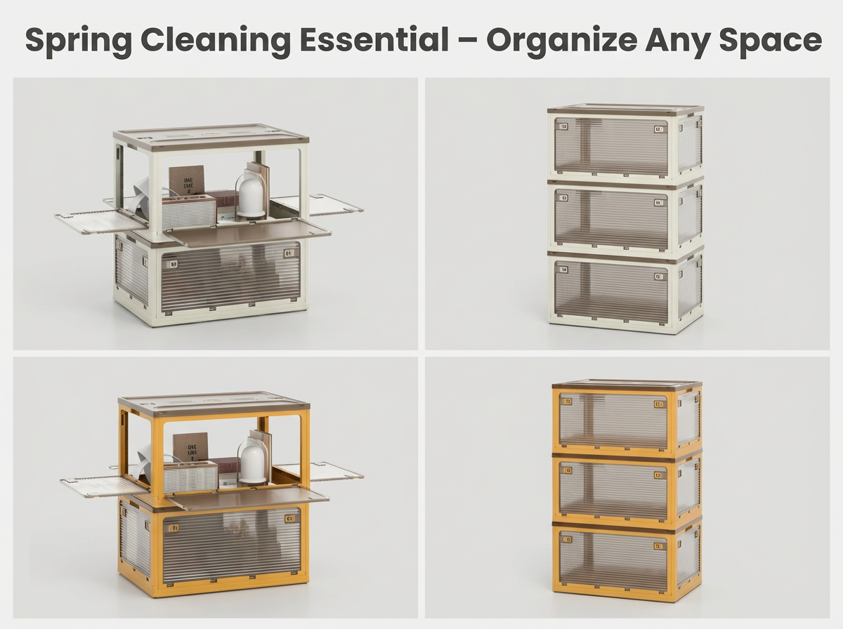 292L Collapsible Storage Bins 3-Pack – Stackable with Lids & Wheels