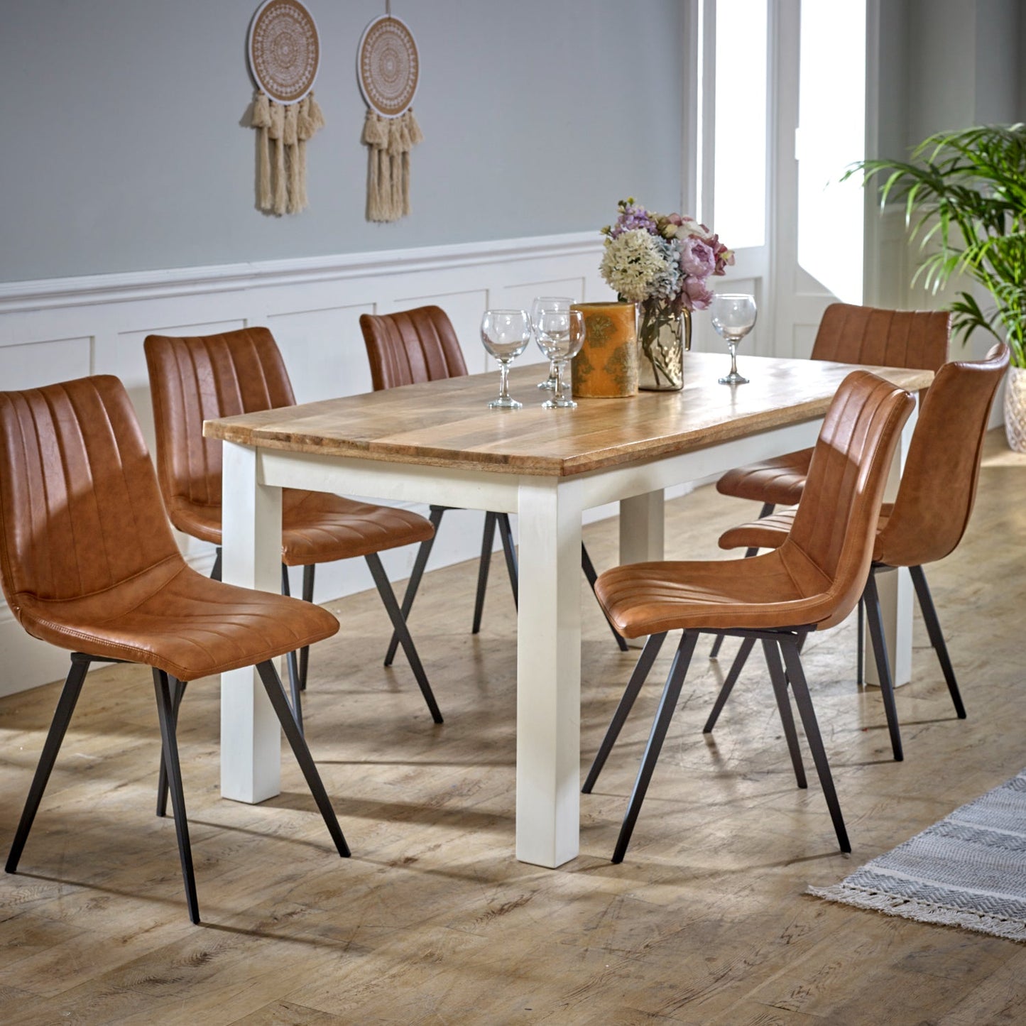 Bianco Solid Mango Wood White Dining Table 170Cm