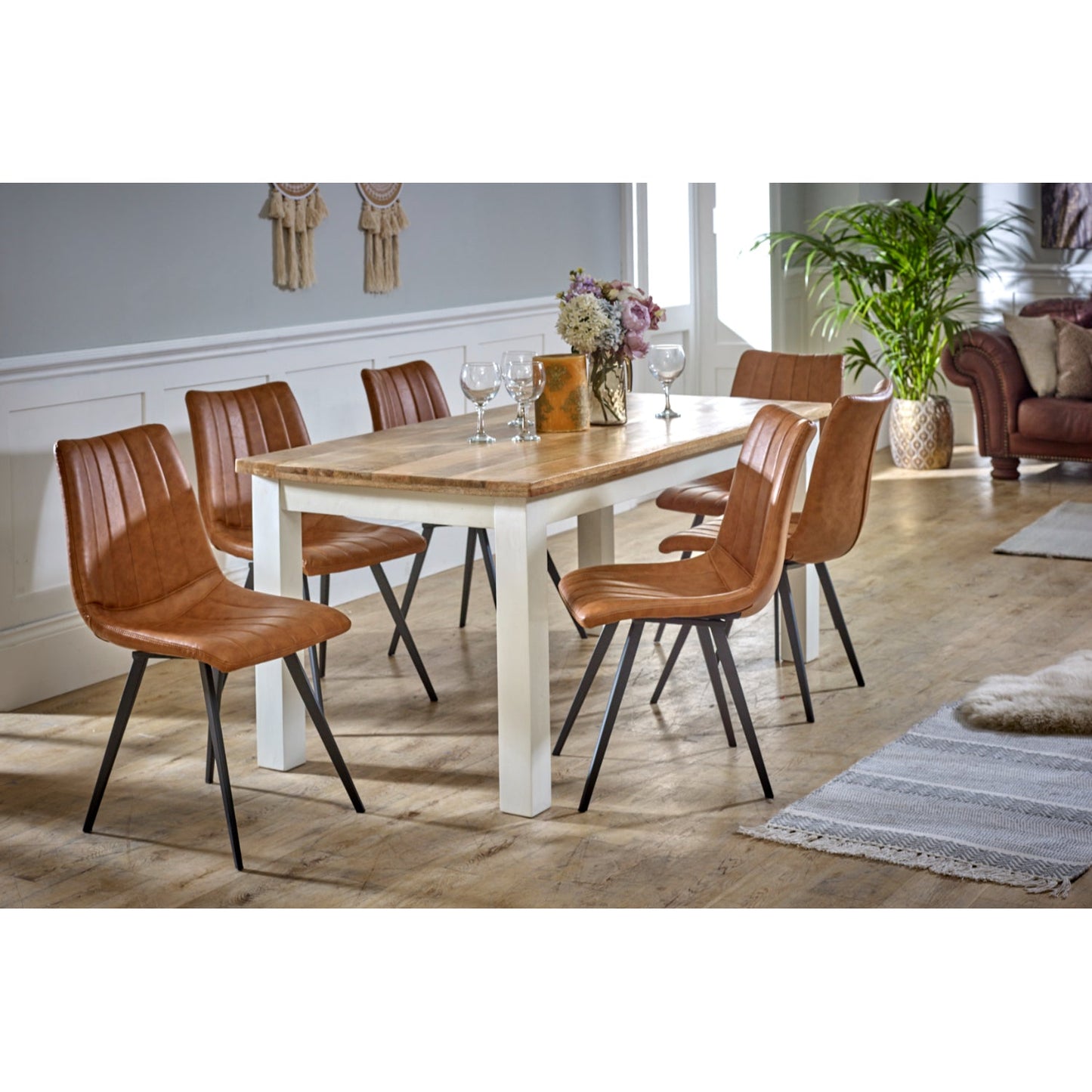 Bianco Solid Mango Wood White Dining Table 170Cm