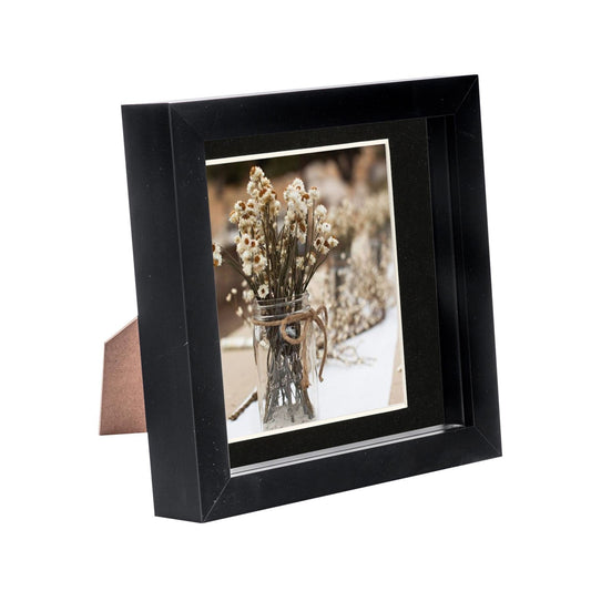 6" x 6" Black 3D Box Photo Frame - with 4" x 4" Mount