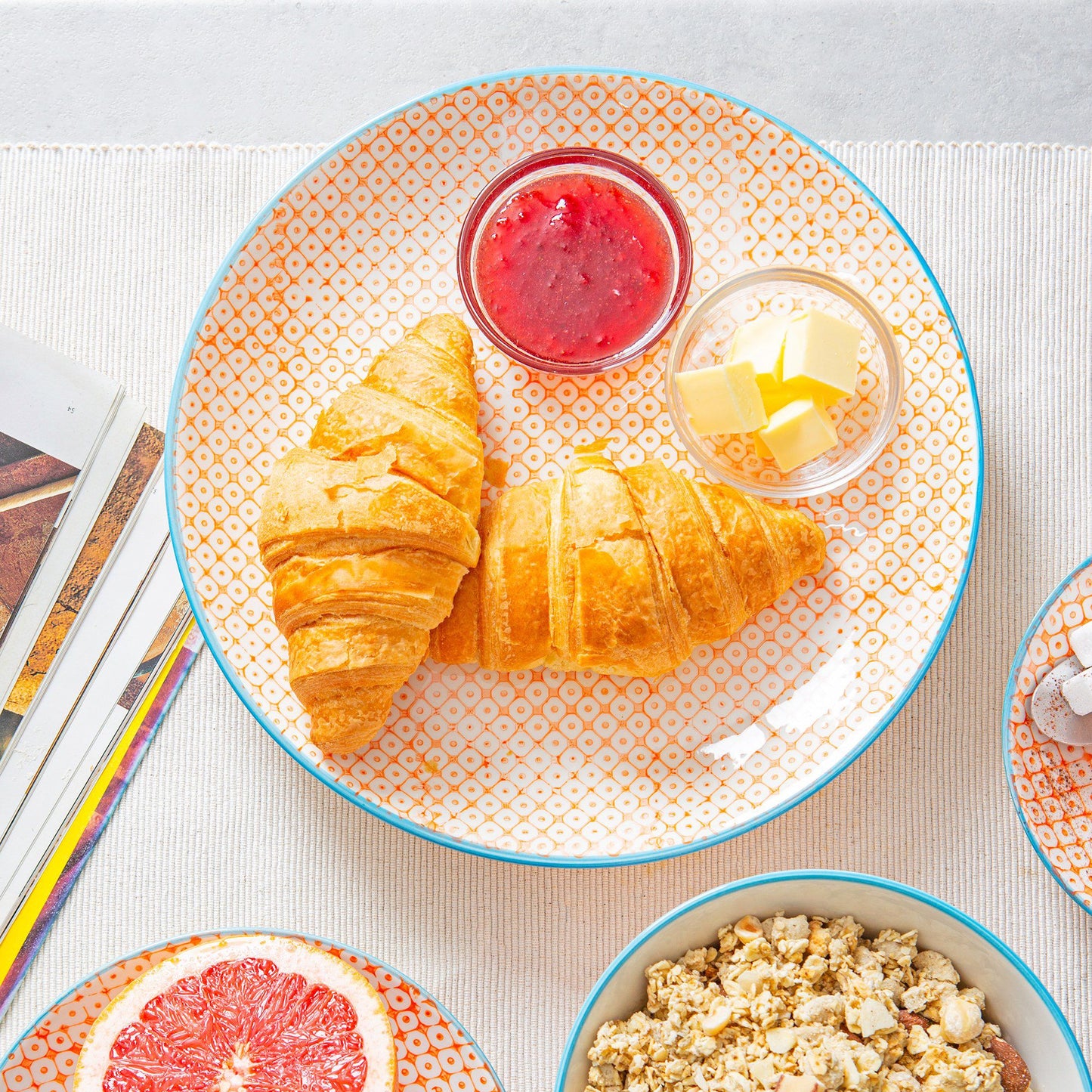 25.5cm Hand Printed Stoneware Dinner Plate