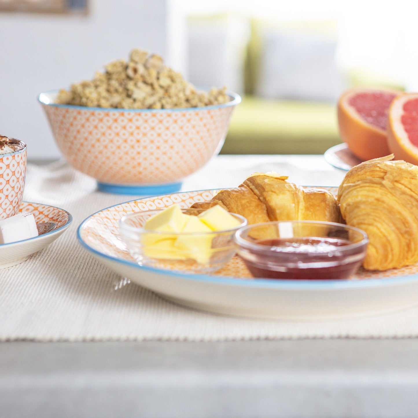 25.5cm Hand Printed Stoneware Dinner Plate