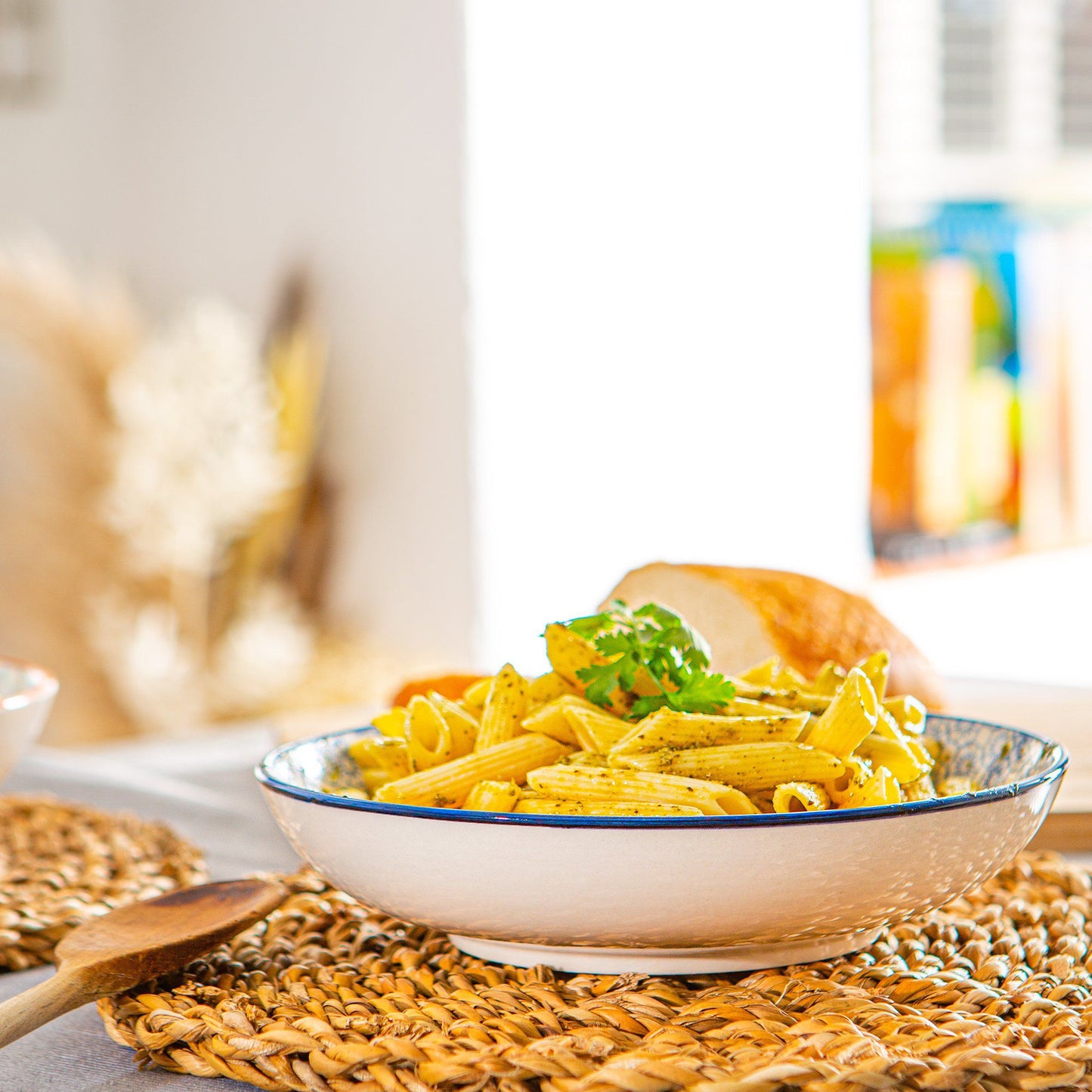 22cm Hand Printed Stoneware Pasta Bowl