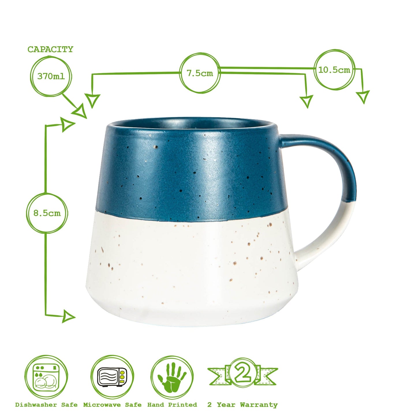 370ml Yellow Colour Block Flecked Stoneware Belly Mug