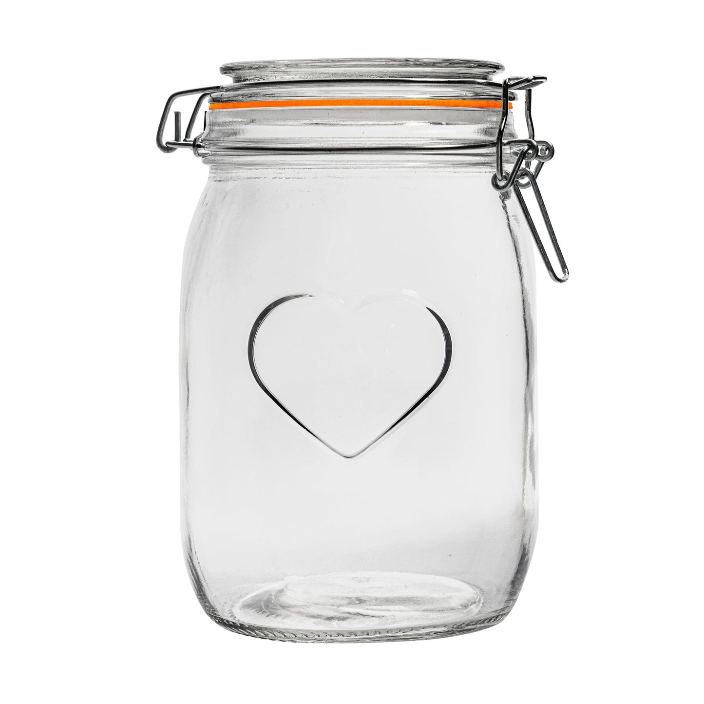 1L Air tight Glass Storage Jar with Embossed Heart Detail